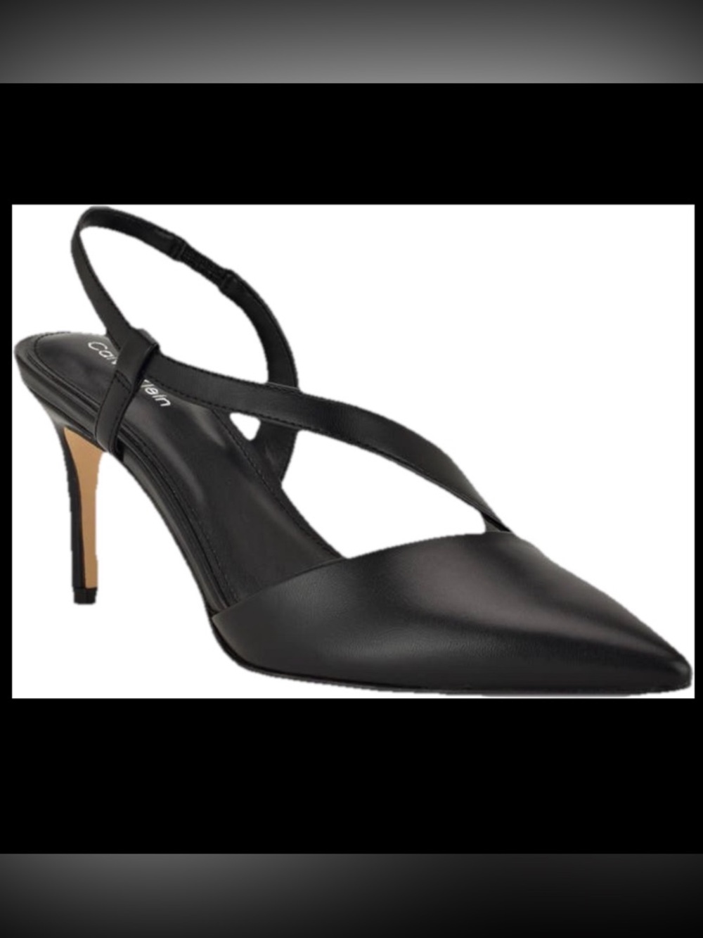 Calvin Klein Black Pointed-Toe Slingback Heel minimalist 90s Carolyn Bessette 8M
